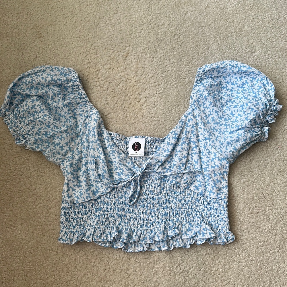 Blue floral blouse
